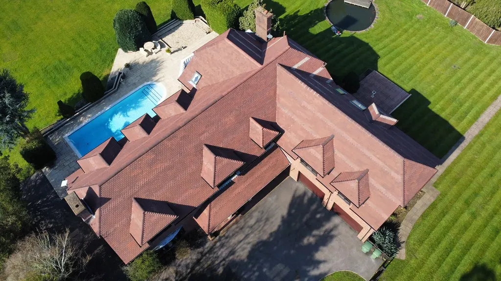 Large tiled roof after work