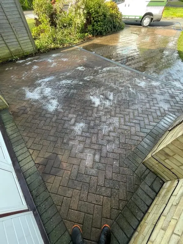 Block-paved driveway before work