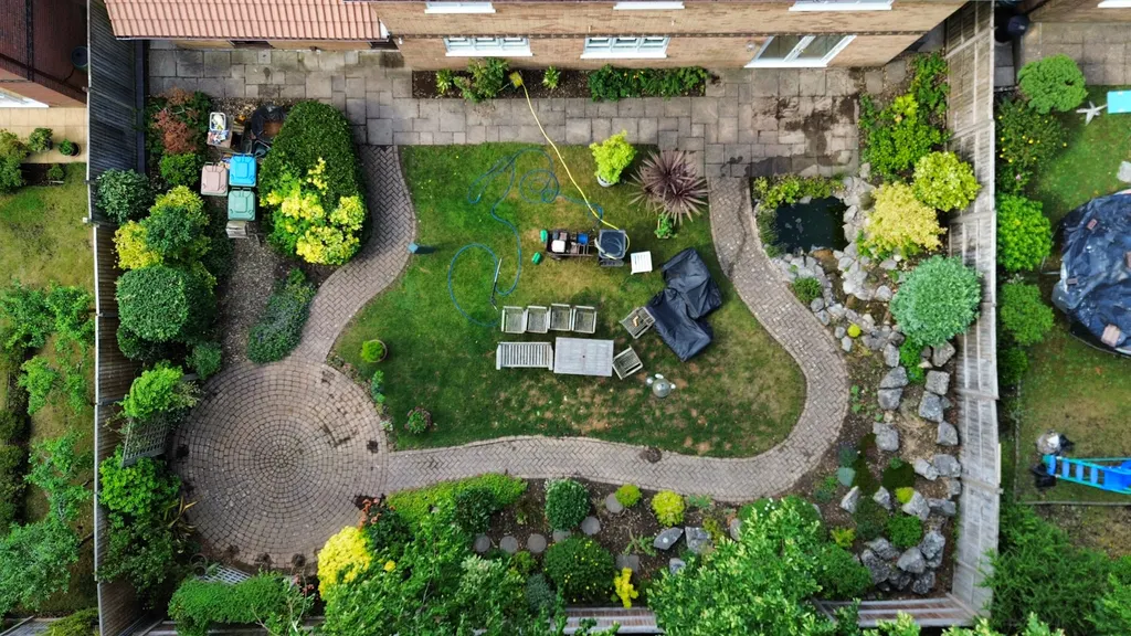 Garden paths and terrace before work
