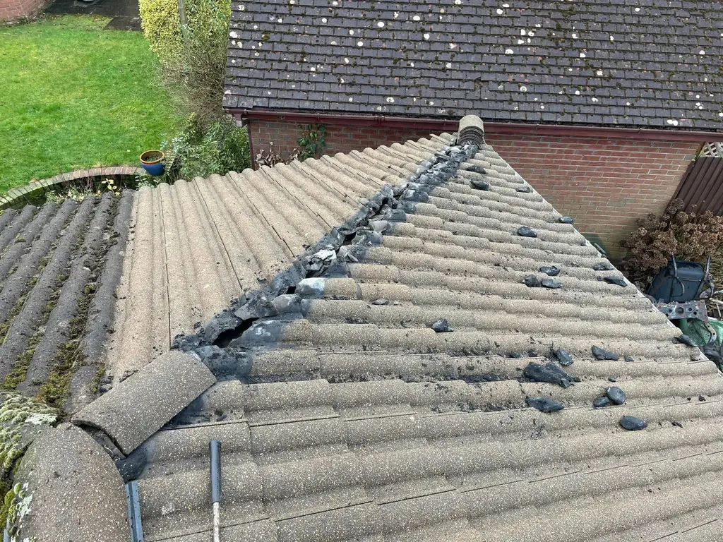 Ridge tile repair before work