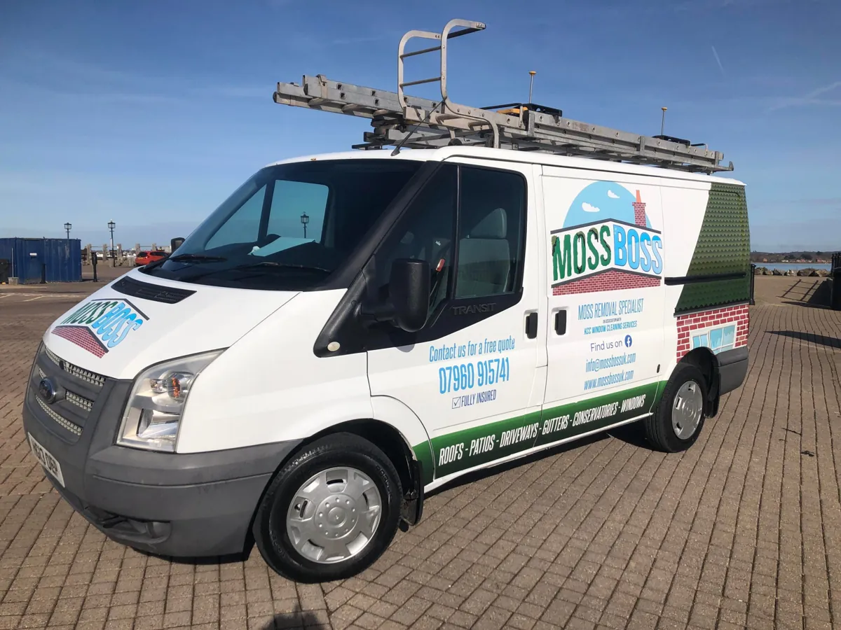 Moss Boss UK branded exterior cleaning van